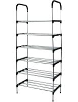 Напольная полка органайзер Shoe Rack Rias RD-9005 для хранения обуви 6 ярусов, Стойка этажерка на 6 секций полок 115x56x30 см из стали Серебристая