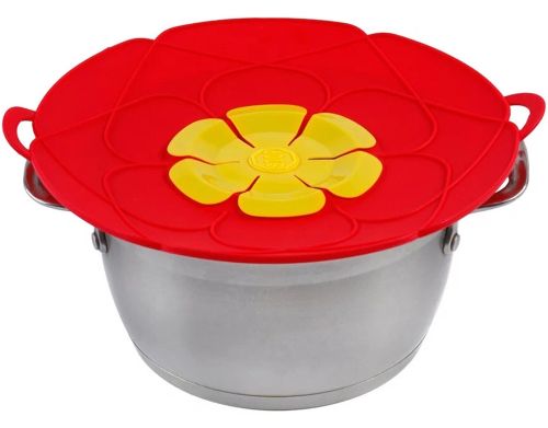Силіконова кришка невикіпайка Spill Stopper Lid 28 см багаторазовий кухонний прилад на каструлю і сковорідку з захистом від википання води червоний