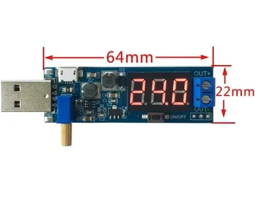 Универсальный понижающий повышающий преобразователь USB WX-6423 DC-DC 3.5-12V 1.2-24V Модуль преобразования напряжения 3.5-12В 1.2-24В с вольтметром