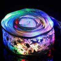 Светодиодная гирлянда в виде ленты LaceShine RGB 5 метров с рисунком снежинок на батарейках, Новогодняя лента 5м 50 LED диодов Разноцветная