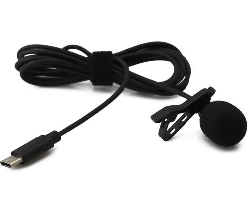 Петличний мікрофон Media Microphone DM USB Type-C MK-3 з роз'ємом для телефону, міні мікрофон 15 см, дротова петличка