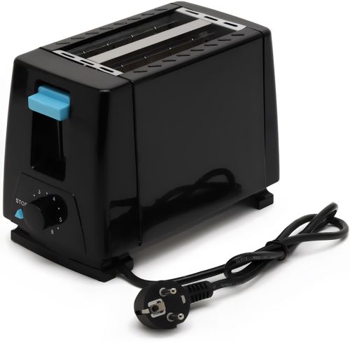 Електричний тостер Bitek BT-263 Black 1000W кухонний горизонтальний електротостер на 2 тости для хліба зі знімним піддоном 2 Slice TOASTER Чорний