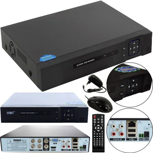 Провідний відеореєстратор DVR UKC CAD 1204 AHD 4 канальний, мережевий IP реєстратор на 4 камери для відеоспостереження і управління камерами Чорний