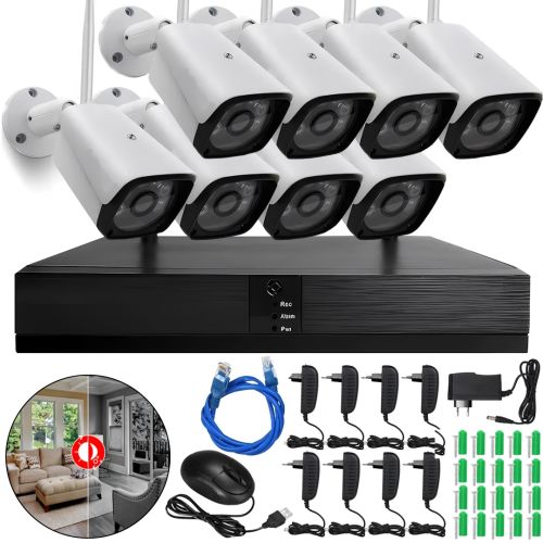 Комплект бездротового відеоспостереження відеореєстратор UKC DVR KIT 6678 WiFi набір на 8 вуличних камер з датчиком руху для зовнішнього спостереження