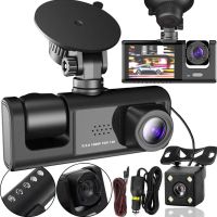 Автомобільний відеореєстратор BLACK BOX P09 1080P HD з дисплеєм на 3 камери з детектором руху, авторегістратор 3 об'єктива з нічним баченням