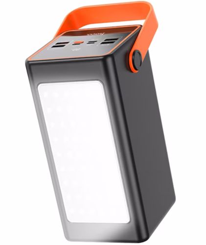 Портативний зарядний пристрій Power Bank HOCO J107 90000 mAh 22.5W з ліхтариком Зовнішній акумулятора повербанк Хоко 4USB 1TYPE-C для зарядки Чорний