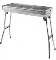 Переносний розкладний мангал Stainless Steel Grill GP-4273 для шашлику і барбекю, Гриль зі знімною сіткою 48х33х59 см на деревному вугіллі і дровах