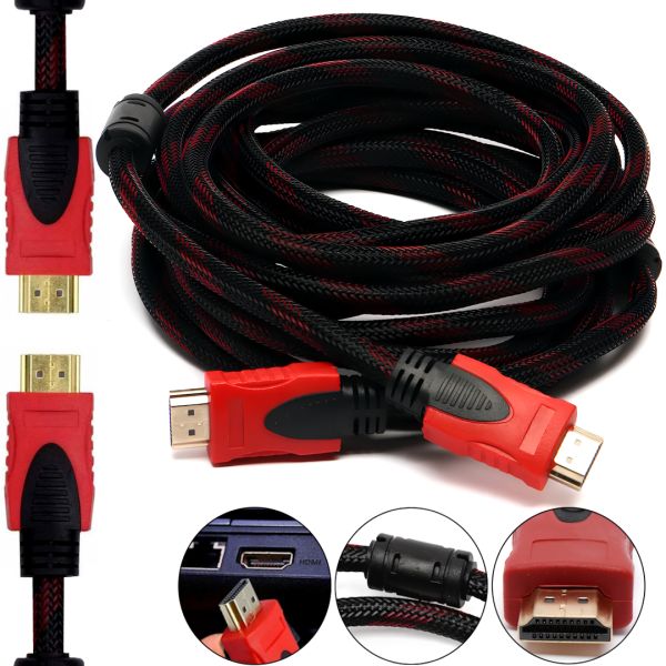 Посилений кабель Hdmi to Hdmi 20м 1080p в обмотці, кабель-подовжувач HDMI-HDMI 20m 20 m, 20 м для монітора і телевізора в обплетенні Чорно Червоний