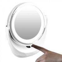 Настільне кругле Косметичне дзеркало Mirror Lamp YT-M513 з LED підсвічуванням і збільшенням для макіяжу, збільшувальне дзеркало на підставці біле