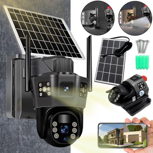 Уличная IP камера видеонаблюдения Solar Camera TD35 4G Wifi поворотная видеокамера с тремя линзами и удаленным доступом от солнечной панели TD35-4G