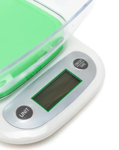 Кухонні електронні ваги Domotec MS-125 Зелені до 7 кг кулінарні ваги з чашею і підсвічуванням для зважування на батарейках Домотек MX-403