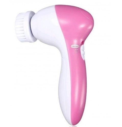 Електричний жіночий масажер для обличчя 5 в 1 Multifunction Face Cleaner AE-8782C 5 насадок, Масажна щітка зі змінними насадками на батарейках