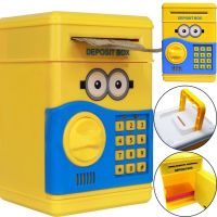 Детская электронная копилка сейф Minion с купюроприемником для денег с кодовым замком, электросейф Миньон с пин-кодом для купюр и монет Желтый