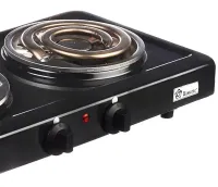 Настільна спіральна електрична плита на дві конфорки Domotec MS-5532 1000w, двоконфорочна електроплита з широкою спіраллю і термостатом Чорний