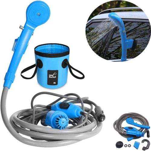 Автомобільний портативний душ Washing Spray With Bucket 12V на 20л, Похідний душ від прикурювача Автомийка для відпочинку на природі і миття машини