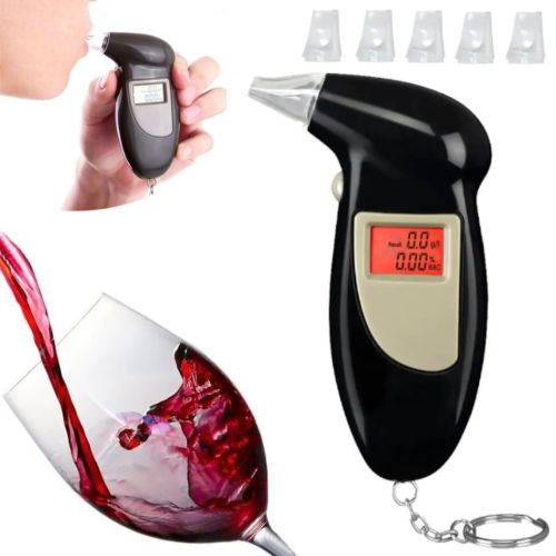 Карманный электронный алкотестер с мундштуками Digital Breath Alcohol Tester с LCD дисплеем 80025 Персональный алкометр анализатор спирта