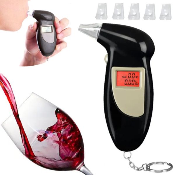 Кишеньковий електронний алкотестер з мундштуками Digital Breath Alcohol Tester з LCD дисплеєм 80025 персональний алкометр аналізатор спирту
