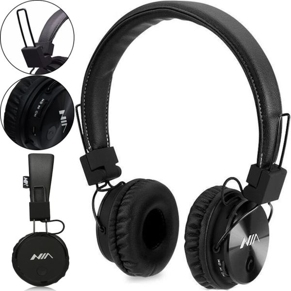 Бездротові накладні Bluetooth навушники NIA X3 з МР3 плеєром і FM Black, повнорозмірні блютуз стерео навушники з мікрофоном і радіо чорні