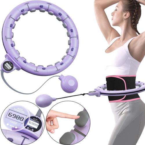 Масажний обруч хула хуп з обважнювачем Count hula hoops AND868 45см для схуднення живота боків, кільце з регульованою довжиною і підрахунком Фіолетовий
