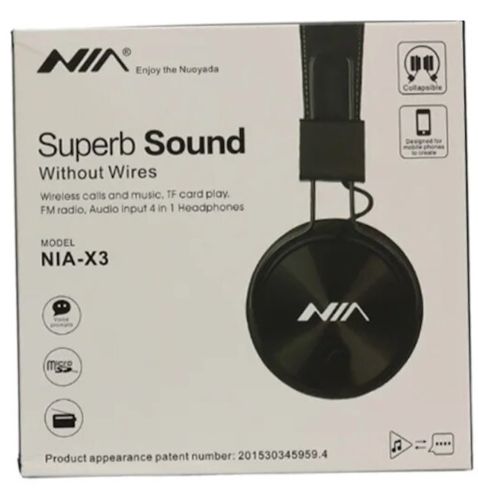 Бездротові накладні Bluetooth навушники NIA X3 з МР3 плеєром і FM Black, повнорозмірні блютуз стерео навушники з мікрофоном і радіо чорні