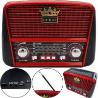 Аккумуляторный FM радиоприемник MP3 колонка Golon RX-455S SOLAR USB+SD с солнечной панелью, Портативный ФМ радио приемник 6W с аккумулятором Красный