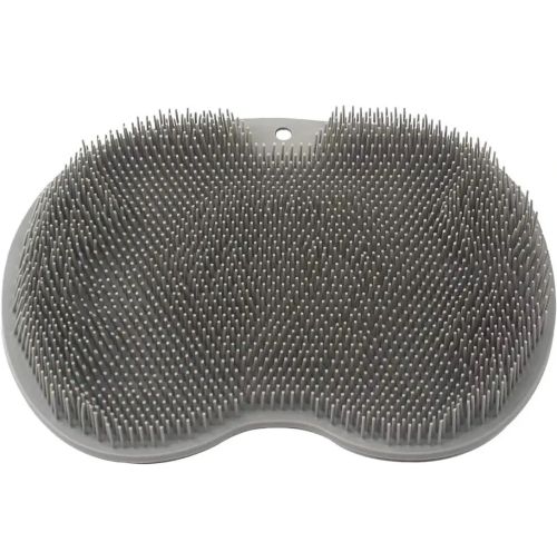 Силіконовий масажний килимок Чистюля щітка Shower Foot Scrubber Mat Ly - 379 Grey для спини і ніг на присосках, Настінна нековзна мочалка для душу сіра