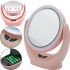 Настільне кругле Косметичне дзеркало Mirror Lamp YT-M513 з LED підсвічуванням і збільшенням для макіяжу, збільшувальне дзеркало на підставці Рожеве