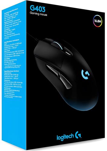 Ігрова комп'ютерна миша Logitech G403 Gaming Mouse дротова USB геймерська мишка з RGB підсвічуванням для ПК комп'ютера і ноутбука G-403 Чорна