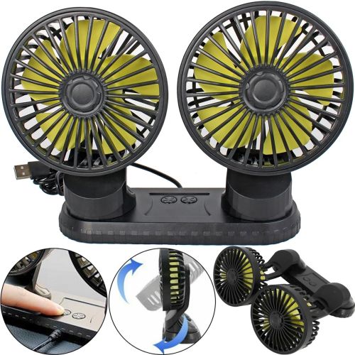 Автомобильный поворотный двойной вентилятор Vehicle Fan F404 4" с питанием от USB, охлаждающий мини-вентилятор 3 скорости на приборную панель