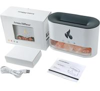 Настільний зволожувач повітря нічник з соляними каменями Docsal Flame Aroma Diffuser CAO з LED підсвічуванням 5W, соляна лампа аромадифузор Білий