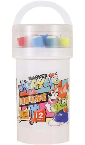 Професійний набір скетч маркерів Creative Acrylic Marker 12 шт для малювання у відрі, акрилові маркери фломастери лінери 12шт AND635-12 кольорів