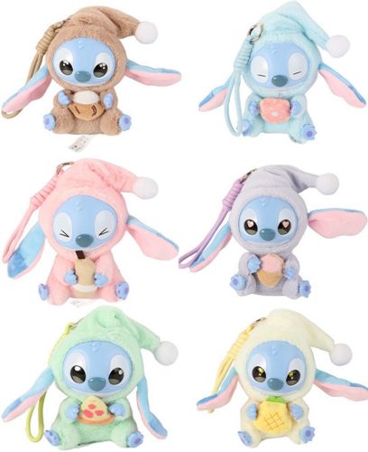 Дитяча плюшева іграшка сюрприз Labubu Stitch Eat Something 16 см, М'яка колекційна фігурка брелок Лабубубу Стіч у піжамі для дітей