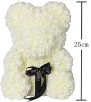 Маленький ведмедик з штучних 3D троянд Teddy Bear de Luxe 25 см White, Білий ведмідь Тедді