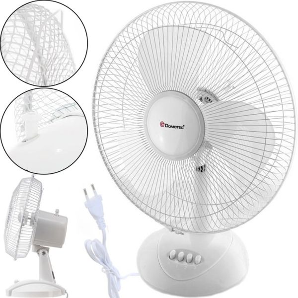 Настільний вентилятор Domotec MS - 1625 White Fan 3 режими діаметр 30 см, кімнатний компактний Електровентилятор Домотек MS1625 30 Вт від мережі Білий