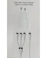 Універсальний зарядний пристрій 20W USB-З to TC/Mi/iP Cable Power Adapter + потрійний кабель 3 в 1, зарядний блок живлення 20 Вт для телефону
