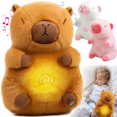Інтерактивна дихаюча капібара Snuggle Pulse CapyBuddy 30 см м'яка плюшева іграшка, музичний нічник на батарейках для сну новонароджених дітей