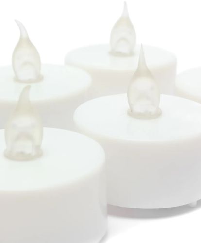 Набор светодиодных горящих свечей Flameless Tealight 24 штуки LED свеча с имитацией пламени и подсветкой на батарейках для освещения Белые