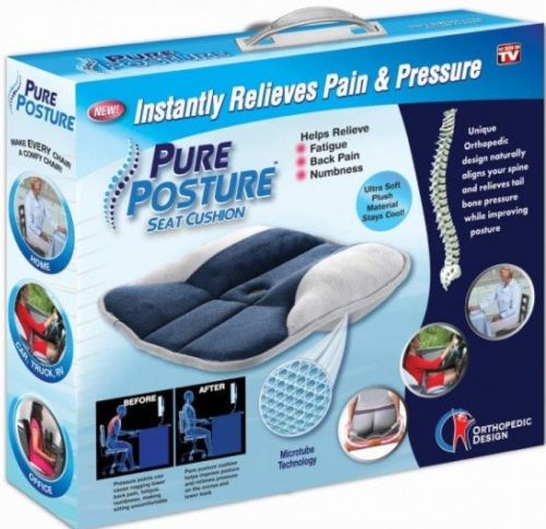 Ортопедична подушка Pure Posture HSM-50402 для розвантаження спини хребта, антиалергенна подушка для сидіння на стілець, крісло в машину синя 