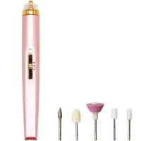 Фрезер для манікюру і педикюру Flawless Salon Nails бездротовий апарат для зняття гель-лаку з нігтів, портативна машинка з насадками USB рожева