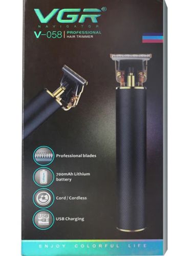 Машинка триммер для стрижки окантовки волос и бороды VGR V-058 профессиональная аккумуляторная мужская окантовочная машинка со сменными насадками USB