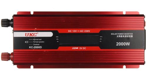 Автомобільний інвертор UKC 12V - 220V 2000W KC-2000D авто перетворювач напруги струму з LCD дисплеєм від прикурювача, акумулятора з екраном