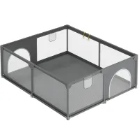 Дитячий ігровий манеж Harmony Comfort HRM-1218 120х180 см ігрова зона з москітною сіткою для дитячих ігор, сухий складаний басейн для малюків Сірий