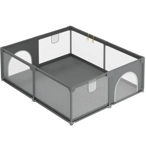 Дитячий ігровий манеж Harmony Comfort HRM-1218 120х180 см ігрова зона з москітною сіткою для дитячих ігор, сухий складаний басейн для малюків Сірий
