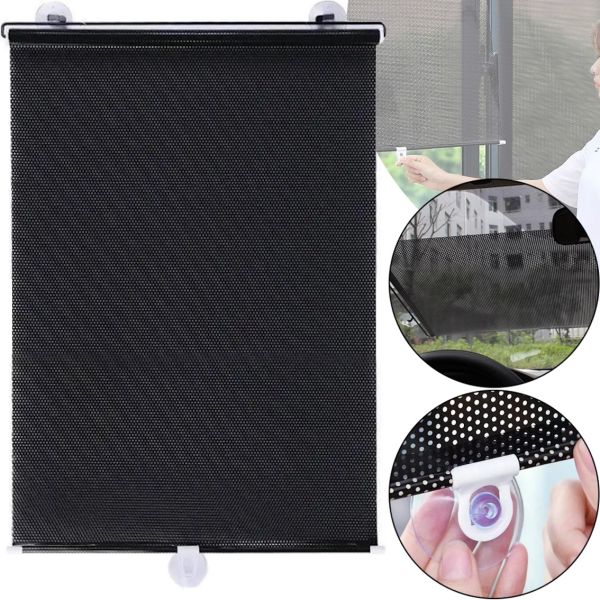 Сонцезахисна рулонна шторка козирок RolerProtect 40x60 см на коліщатках для спальні та автомобіля, Автомобільні жалюзі ролет на вікна Чорна