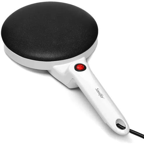 Занурювальна млинниця Sonifer Crepe Maker SF-3034 650W Електрична Сковорідка для млинців 20 см электроблинница з антипригарним покриттям Біла