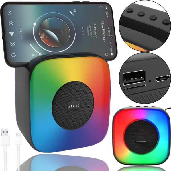 Бездротова Bluetooth колонка SPS LX-01 з RGB підсвічуванням для прослуховування музики, акумуляторна блютуз акустика ATARC AT - 620 FM-радіо AUX від USB