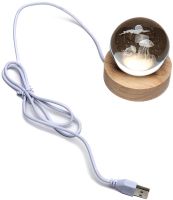 Кришталева куля-нічник Медузи 3D Creative Visualization Lamp світлодіодний LED нічник, прозорий Скляна куля світильник на акумуляторі від USB