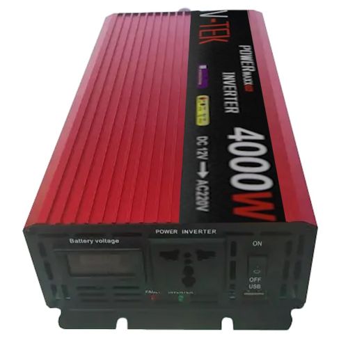 Автомобільний інвертор V-TEK VDK-4000W 12V - 220V з LED-екраном і USB роз'ємом, Авто перетворювач напруги струму від прикурювача і акумулятора