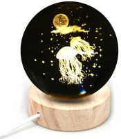 Кришталева куля-нічник Медузи 3D Creative Visualization Lamp світлодіодний LED нічник, прозорий Скляна куля світильник на акумуляторі від USB