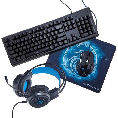 Ігровий провідний комплект 4в1 Gaming Set iMICE GK - 480 RGB клавіатура мишка килимок для мишки навушники з підсвічуванням геймерський набір для ПК